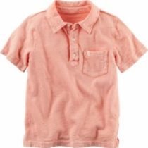 Peach Washed Slub Jersey Polo