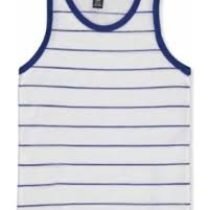 Navy Thin Stripe Contrast Binding Tank