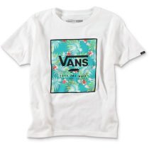 White VANS Floral Box Logo Tee