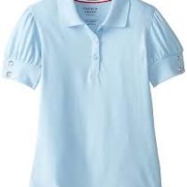 Light Blue Gathered Sleeve Pique Polo