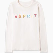 White ESPRIT Multi-Color Text Long Sleeve