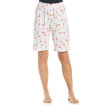 White Floral Printed Lounge Bermuda