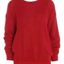 Crimson Red Chunky Ribbed Jumper